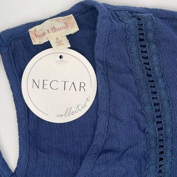 Hem & Thread Womens Peplum Blouse Top Flutter Sleeve V Neck Navy Blue Size Small - Picture 3 of 5